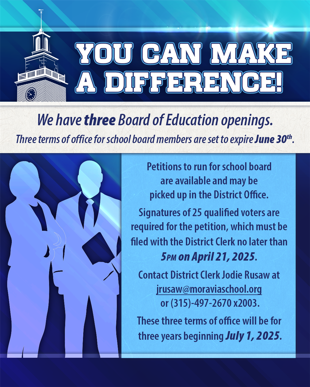  You can make a difference! Three BOE openings available